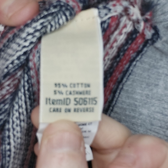 L.L. Bean Cashmere Blend Sweater Button Front Cardigan Size Medium Gray Pink - Picture 7 of 9